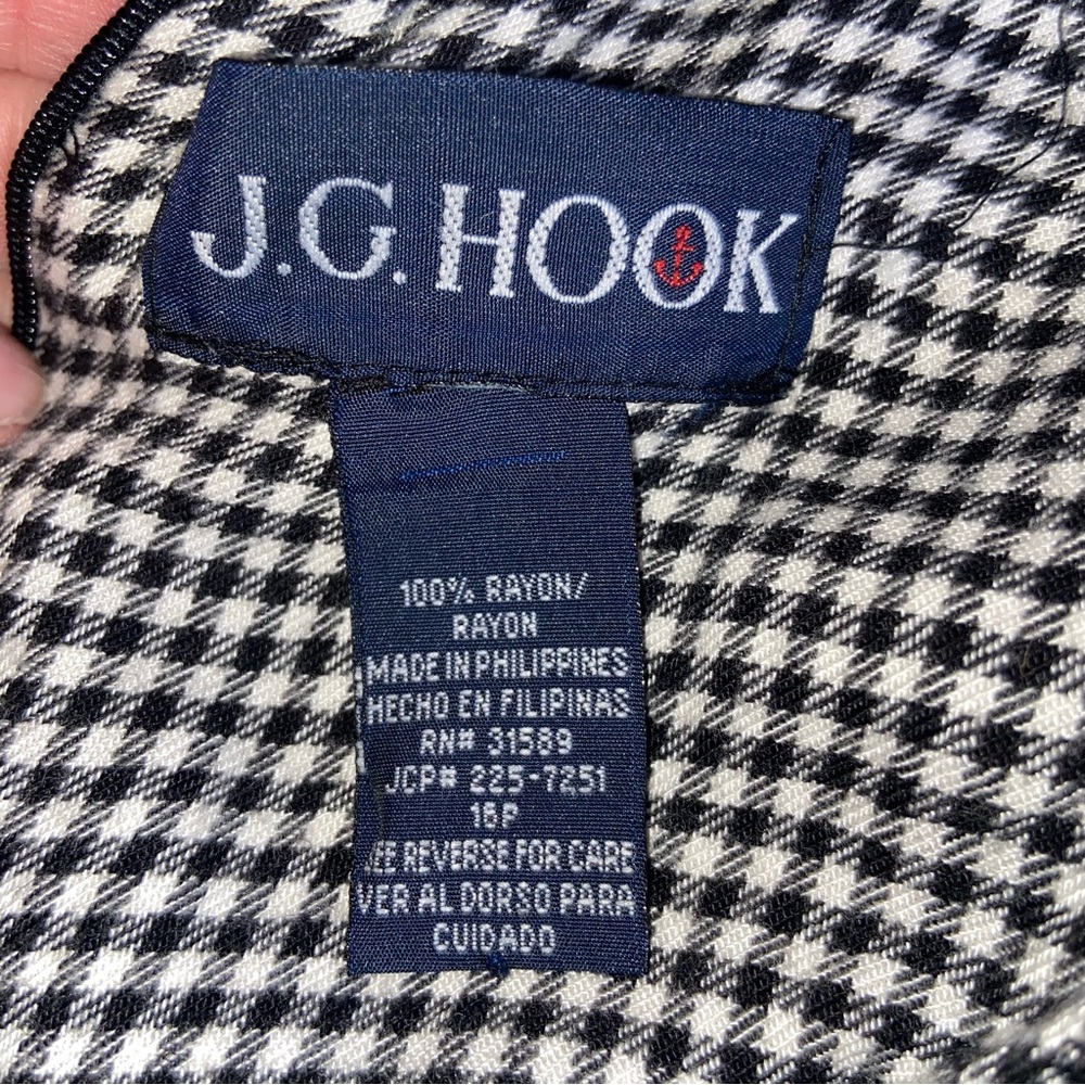 Vintage JG Hook Dress Womens Sz Large Pet Plaid Gingham Cottagecore Retro B&W - Picture 16 of 16